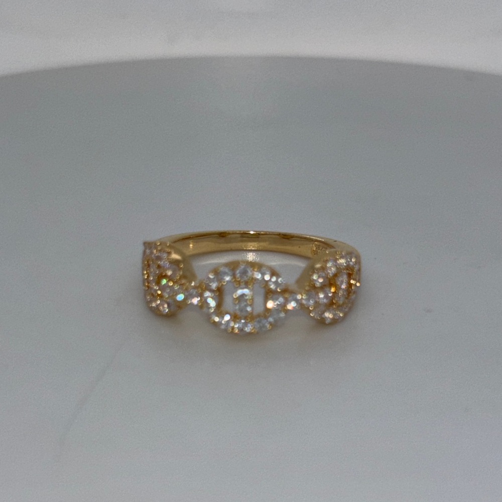 Gold Halo Cubic Zirconia Trio Ring - Gold